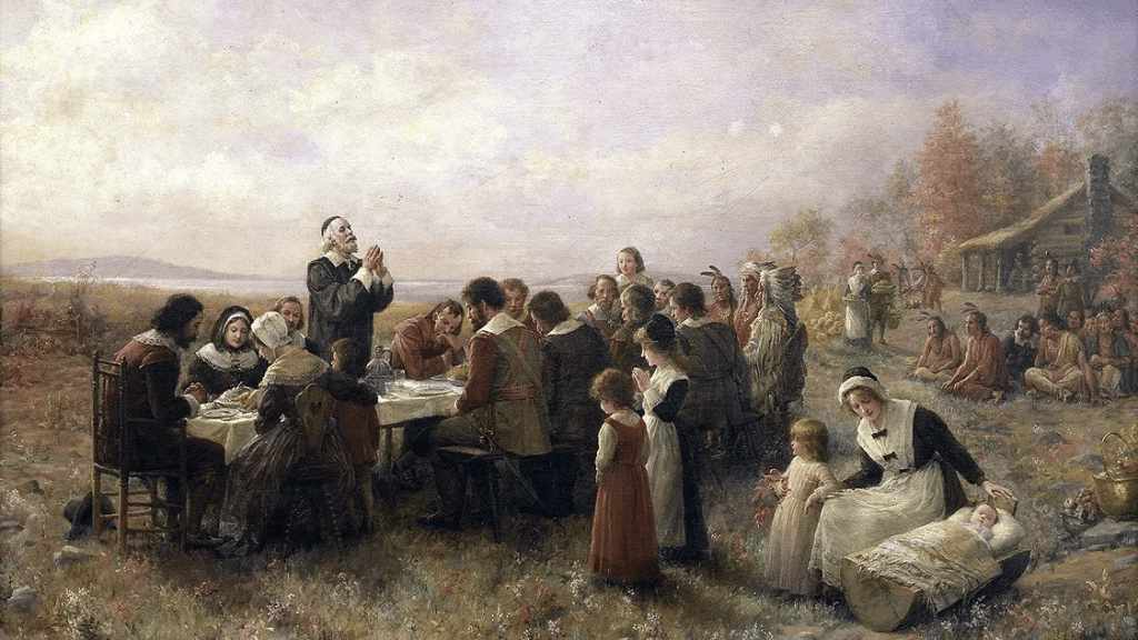 First Thanksgiving painting
Pilgrims and Native Americans
Historical Thanksgiving art
Plymouth Colony (implied)
Wampanoag tribe (implied)
Colonial America history
Early American settlers
Puritan thanksgiving
Harvest celebration (historical)
Religious painting (Thanksgiving)
Christian faith (Pilgrims)
Interfaith gathering (historical)
American history (painting)
Famous historical paintings
Colonial life
Plymouth Plantation (implied)
American culture (origins)
Gratitude (historical)
Key Phrases:

Painting of the First Thanksgiving feast
Pilgrims, Wampanoag, and Thanksgiving
Historical art depicting early American settlers and Natives
Religious aspects of the First Thanksgiving
Iconic painting of colonial harvest celebration
Understanding the First Thanksgiving painting
Artistic representation of Pilgrim and Native American relations
Celebrating Thanksgiving in early America
Faith and community in colonial Plymouth
Historical accuracy of the First Thanksgiving