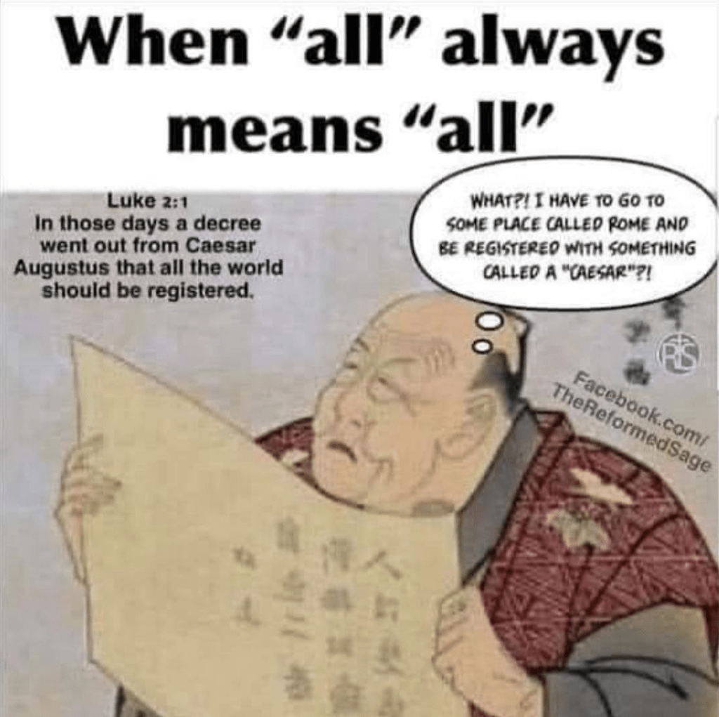 Primary Keywords (High Search Volume Potential, but might be broader):

All in the Bible meaning every person
Bible "all" inclusive interpretation
Universal salvation Bible verses
Atonement for all individuals
God's love for every person in the Bible
Secondary Keywords (More Specific, Lower Search Volume but Higher Intent):

Does "all" in scripture mean every single person?
Bible verses where "all" means without exception
The "all" passages in the Bible interpreted literally (regarding people)
Individual redemption in the Bible
Scope of atonement: every individual
Theological debate: "all" vs. "all kinds" in the Bible
Bible commentary on "all" meaning each person
Exegesis of "all" in specific Bible verses (e.g., 1 Timothy 2:4, 2 Peter 3:9, John 3:16) - Use specific verses if you are focusing on them.
The "whosoever" passages and the meaning of "all"
No one excluded in biblical salvation
Long-Tail Keywords and Questions (Highly Specific, Lower Volume, Answering Direct Questions):

What does "all men" mean in the Bible? (interpreted as every individual)
Are there Bible verses that explicitly say God loves every single person?
How do you interpret "all" in [Specific Verse] to mean every individual?
If "all" means "all kinds," does that exclude some individuals?
The universal "all": biblical support for every person
Understanding the Greek word for "all" (pas) in relation to individuals
Does the Bible teach that Christ died for every single person?
Is the offer of salvation in the Bible extended to every individual?
Keywords Focusing on the Contrast:

"All" meaning every person vs. "all kinds" in the Bible
Distinguishing "all" as individuals from "all" as groups in scripture
The individual vs. collective interpretation of "all" in the Bible